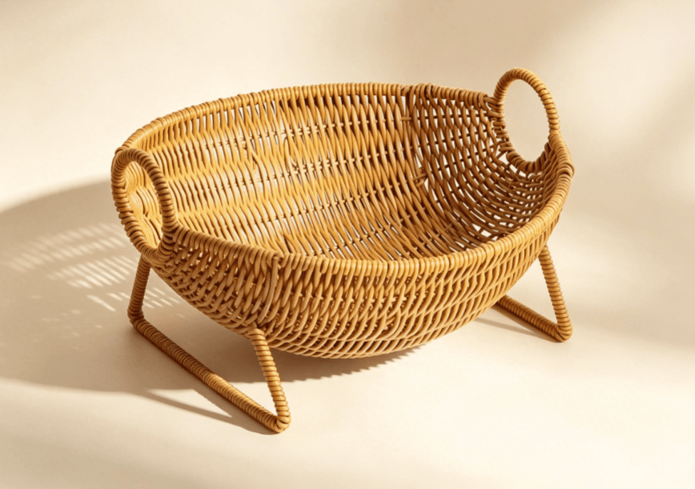 Raised woven fruit basket