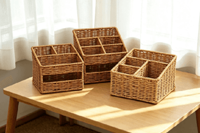 Oval rattan storage basket