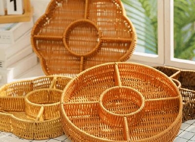 Rectangular rattan storage basket