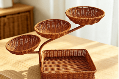 Wide-mouth rattan basket
