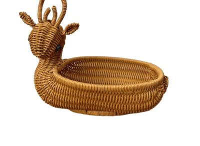 Handled rattan storage basket
