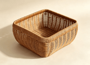 Curved rattan serving tray