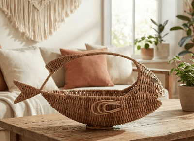 Two-handle rattan basket