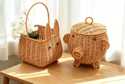 Shallow rattan tray