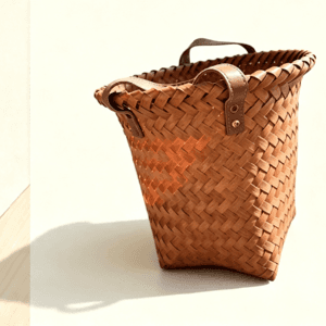 Tall handled rattan basket