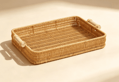 Round rattan basket