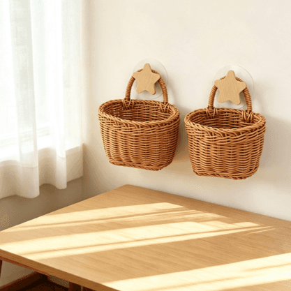 Rattan shoulder basket